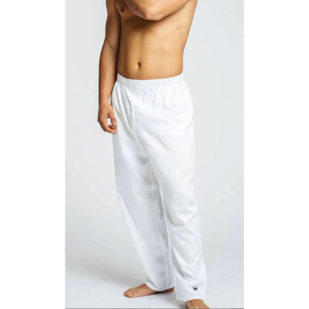 ROYAL HIGHNIES Cotton Elastic Waist Pajama Lounge Pants in White Size XL